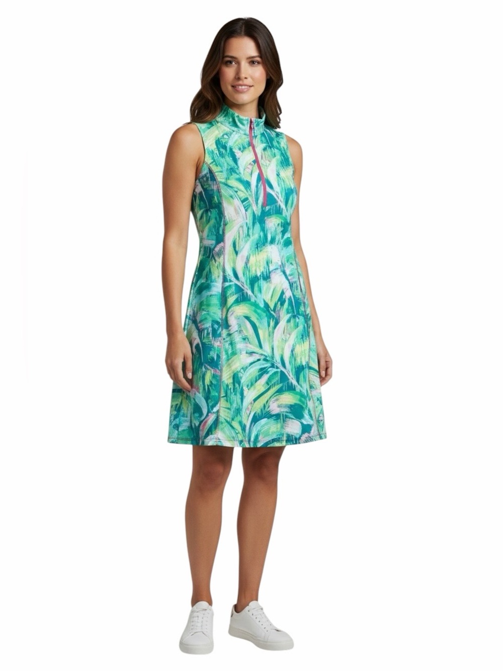 Belle by Kim Gravel•Tropical Zip Front Swim Coverup Shift Dress
